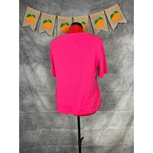 Croft & Barrow Shirt Women's XL Crochet Pink Knit Top Shortsleeve Blouse Tee - Picture 2 of 7